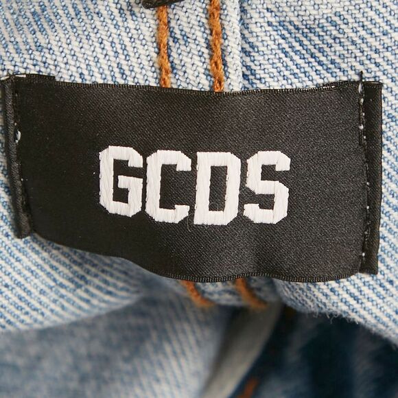 Gcds Blue Denim Logo Crystal Waist Detail Jeans S